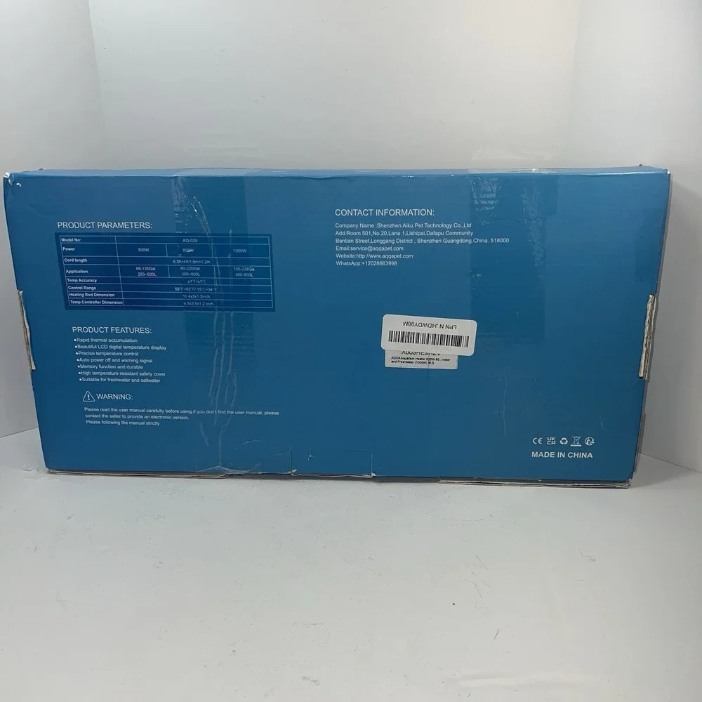 AQQA Double Tube Quartz Aquarium Heater 1000W Blue AQ-029 Digital LCD Control